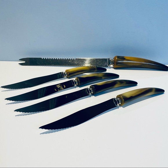 Sheffield Stainless Steel Bakelite 4 Steak Knives And 1 Bread Knife - Picture 4 of 14